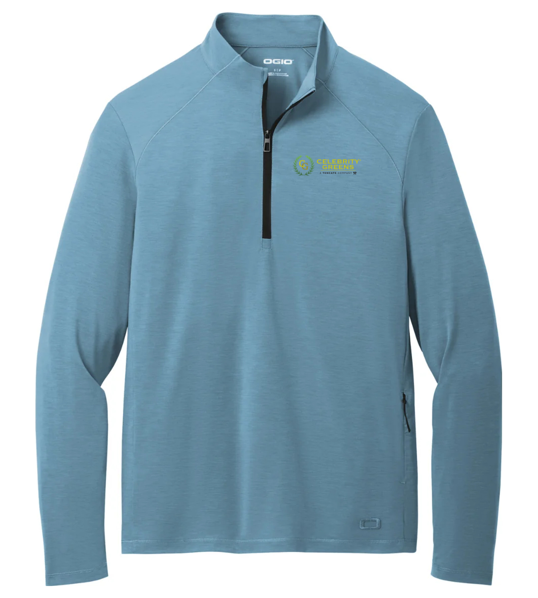 OGIO Motion 1/4-Zip Blue Mist with CG with TenCate